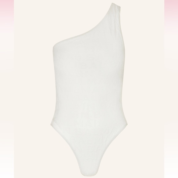 BALMAIN***White Monogram One-Shoulder One-Piece Swimsuit***Small $620 - Picture 8 of 12